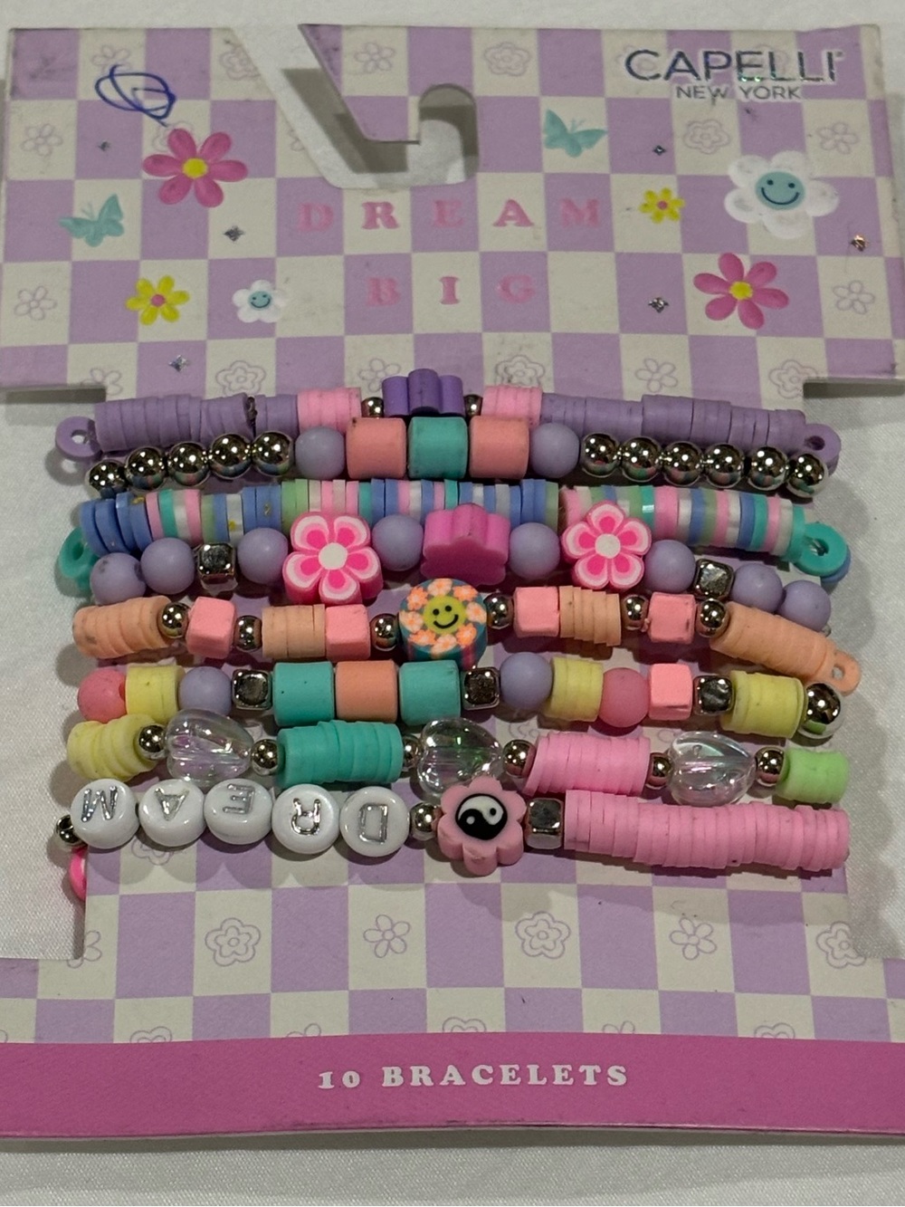 Capelli of New York Pastel Multi-Color Kids Beaded Bracelet Set of 8